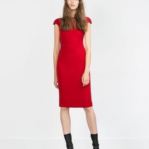 Zara midi bodycon red dress